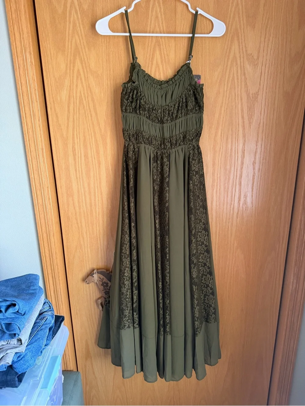 Smocked Olive Green Maxi Dress for Girls